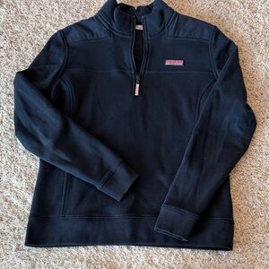 Vineyard Vines Navy Half-Zip Pullover with Pink Logo